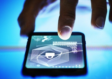 finger touch smartphone screen with privacy protection