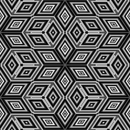 seamless black and white 3d cubes illustration - escher style
