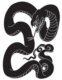 japanese snake tattoo style vector illustration.