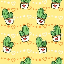 seamless pattern with cute childish cactuses