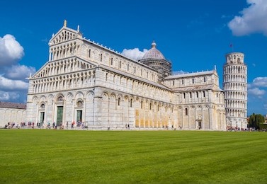 pisa cathedral and leaning tower at duomo square
