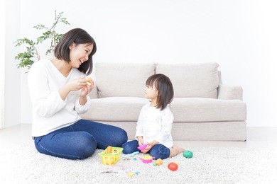 child playing with toy