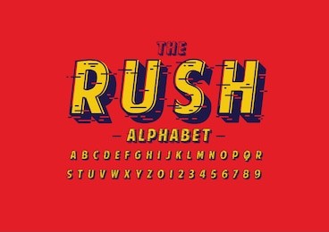 vector of stylized speedy font and alphabet