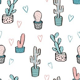 cactus seamless pattern. trendy boho background. cacti fabric print design. succulent textile surface.