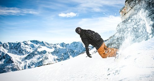 winter time in alps and skier 