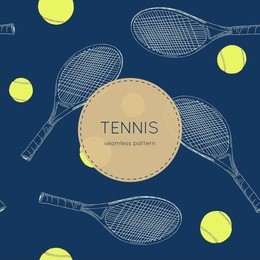 vector illustration of drawing tennis set tennis racquet and ball , seamless pattern.