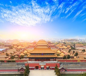 beijing forbidden city at sunset,china