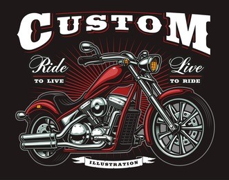 vintage motorcycle. all elements, text is on the separate layer. (color version)