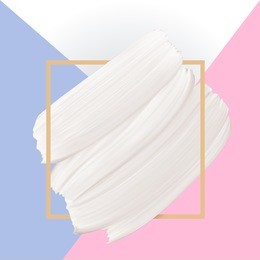 white vector paint brush texture on pastel color background. template female girly emblem design.