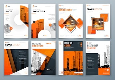 cover design set. orange corporate business template for brochure, report, catalog, magazine, book, booklet. layout with modern elements and abstract background. creative vector concept