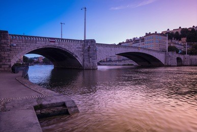 pont bonaparte across the saone river - bridge of lyon, france