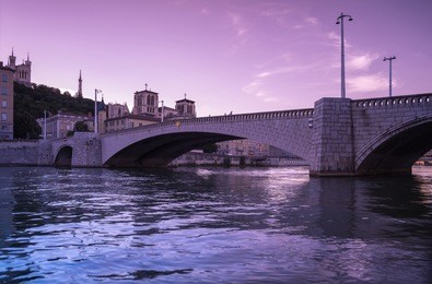 pont bonaparte across the saone river - bridge of lyon, france