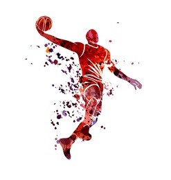 vector watercolor silhouette basketball player