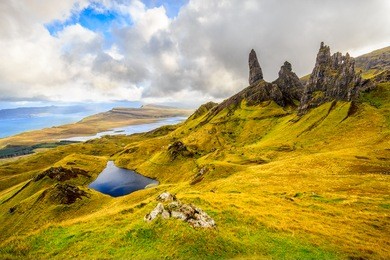 old man of storr rock formation, isle of skye, scotland.