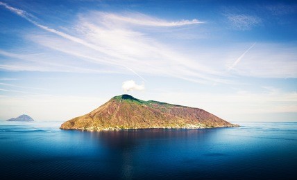 island salina in the quiet sea