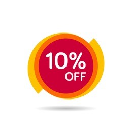 10% off discount sticker. sale red tag isolated vector illustration. discount offer price label, vector price discount symbol.