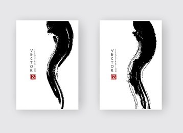 black ink brush stroke on white background. japanese style. vector illustration of grunge wave stains.vector brushes illustration.