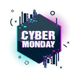 template design geometric web banner for cyber monday offer. promotion design in glitch style with geometric particle for cyber sale. vector