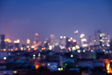 abstract urban night light bokeh defocused background, city night