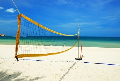 volleyball net on the tropical beach.
