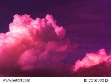 pink glow light on clouds in dark sky