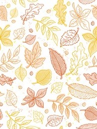 vector seamless pattern from doodle hand drawn autumn leaves.