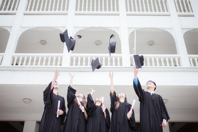 education graduation student success ,beautiful female teen asia high school student listen music in school,age 20-29 year old