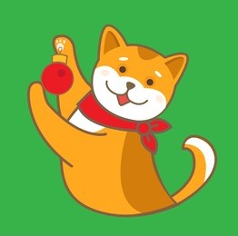 vector portrait of shiba-inu lineart dog, symbol of the chinese new year 2018, seasonal avatar head in line art style, isolated on green.