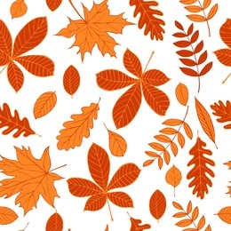 vector seamless pattern with autumn leaves.