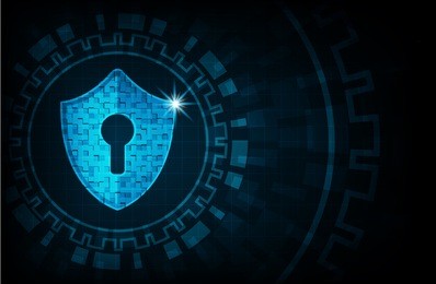 cyber security concept: shield with keyhole icon on digital data background. ransomware alert, technology ,cyber secueity,cybercrime.