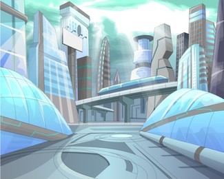 futuristic city perspective background vector illustration