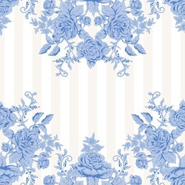 card with pattern of french roses. vintage style. place for your text.