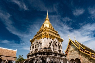 wat chiang man at sunrise, the oldest temple in chiang mai, thailand.