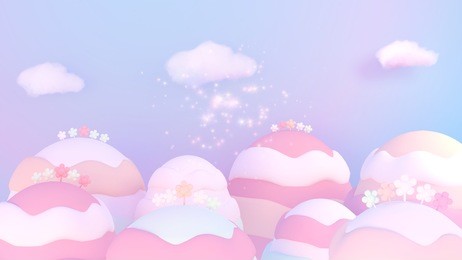 sweet cartoon candy world with magic sparkles. vintage photo filter effect. 3d rendering picture.