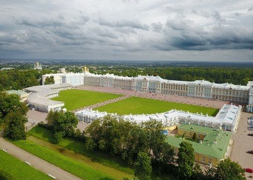aerial view on katherines palace hall in tsarskoe selo (pushkin), russia