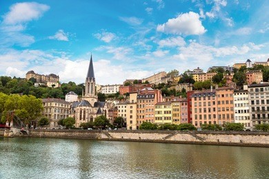 cityscape of lyon, france in a beautiful summer day