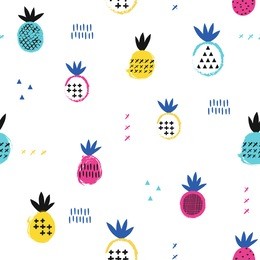 pineapple seamless pattern. kid design. vector illustration.