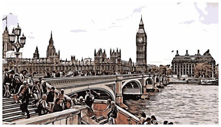 big ben london, uk (united kingdom, england) in vector illustration.