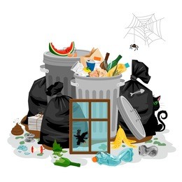 littering waste concept with with organic and household rubbshh