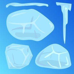 ice caps snowdrifts icicles elements arctic snowy cold water winter decor vector illustration.