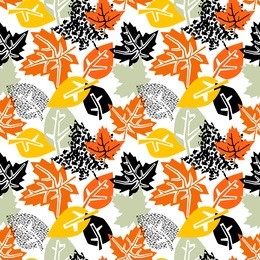 seamless autumn leaves pattern,trendy print in collage cut out, carve style.hand drawn doodle texture.
perfect for invitations, posters, banners,fabric, textile ,gift wrap,greeting card,apparel design