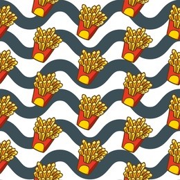 french fries seamless pattern vector collection