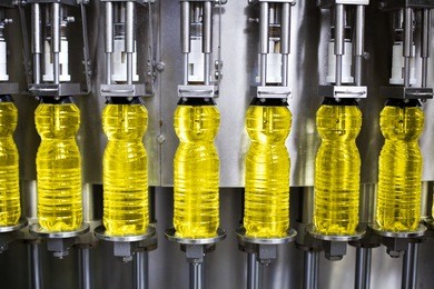 factory for the production of edible oils. shallow doff. selective focus.
