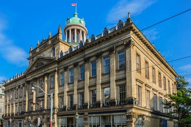 the renaissance revival style building of st. lawrence hall was built in 1850 as a meeting place for public gatherings, concerts and exhibitions. toronto, ontario, canada.