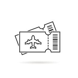 thin air line ticket logo with shadow. concept of lowcost card for flight or transport admission symbol. flat hand drawn style trend modern art graphic stroke design isolated on white background