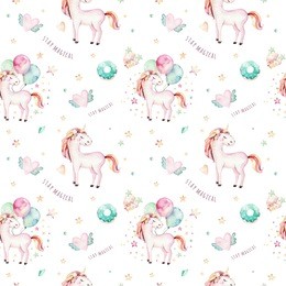 isolated cute watercolor unicorn pattern. nursery unicorns aquarelle. princess unicornscollection. trendy pink cartoon horse.