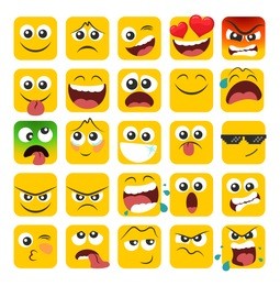 set of square emoticons with different emotions in a flat design. part 1