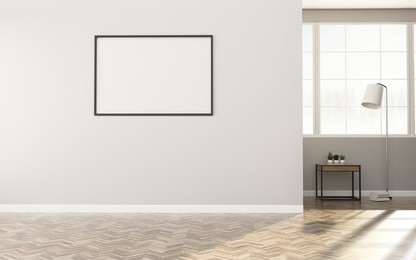 relax space in condominium.white room with table. living room interior. -3d rendering