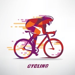 cycling race stylized background, cyclist vector silhouette