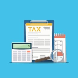 concept tax payment. data analysis, paperwork, financial research report and calculation of tax return. payment of debt. vector illustration in flat style.